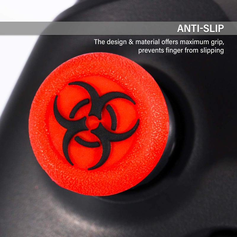 Playrealm FPS Thumbstick Extender & 3D Texture Rubber Silicone Grip Cover 2 Sets for Xbox Series X/S & Xbox One Controller(BioH Red) - Image 5